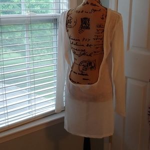 Shear White Open Back Cover up Dress